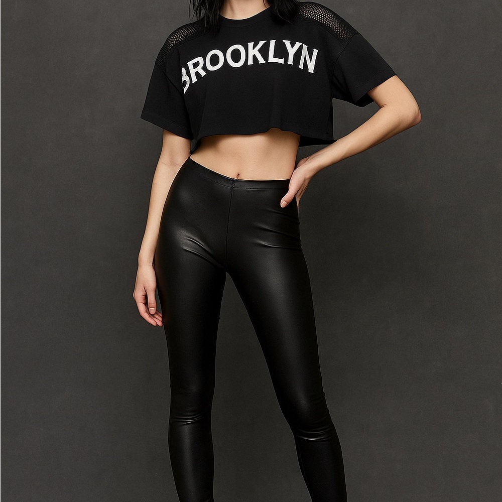 Rocawear Black Crop Top Edgy size M  MESH SHEER Artsy PIECE